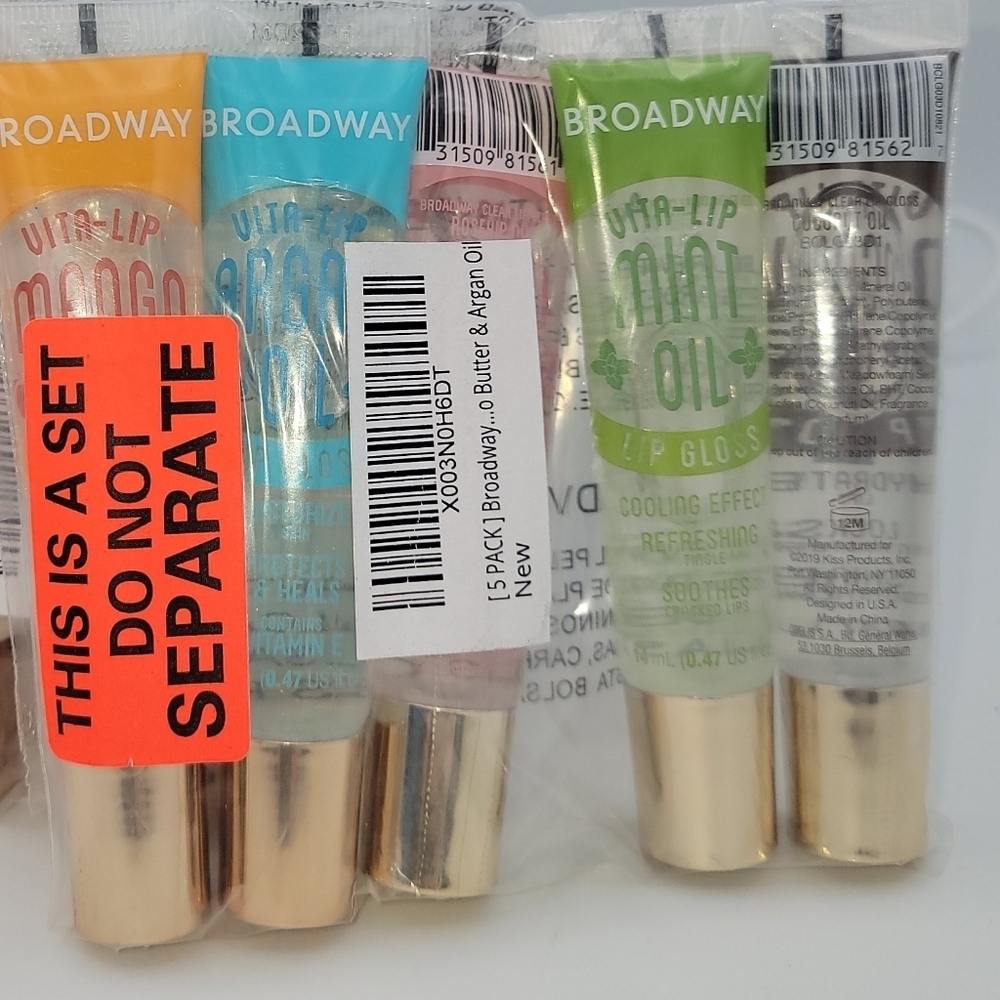 New Lip Gloss clear, BROADWAY 0.47oz/14ml (5PCS Variety pack) New